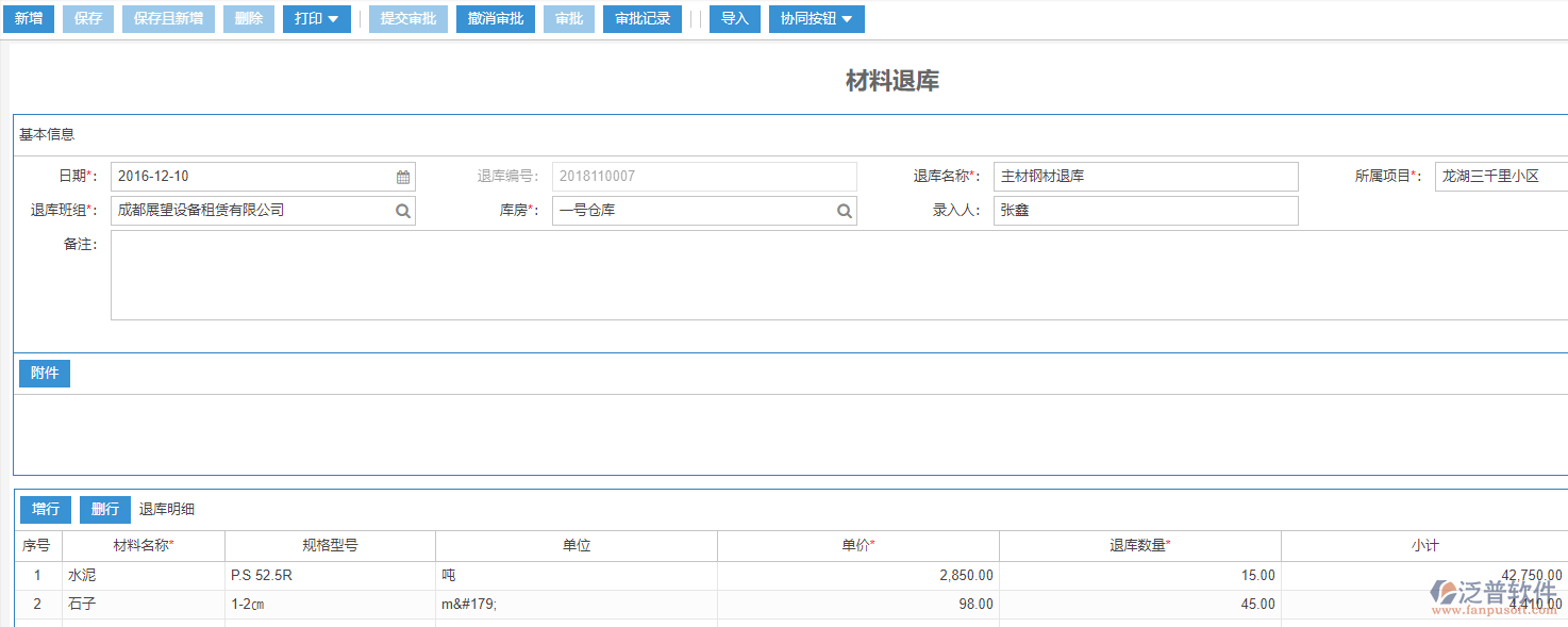 施工現(xiàn)場(chǎng)材料退庫