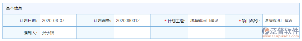 產(chǎn)值進度計劃基本信息