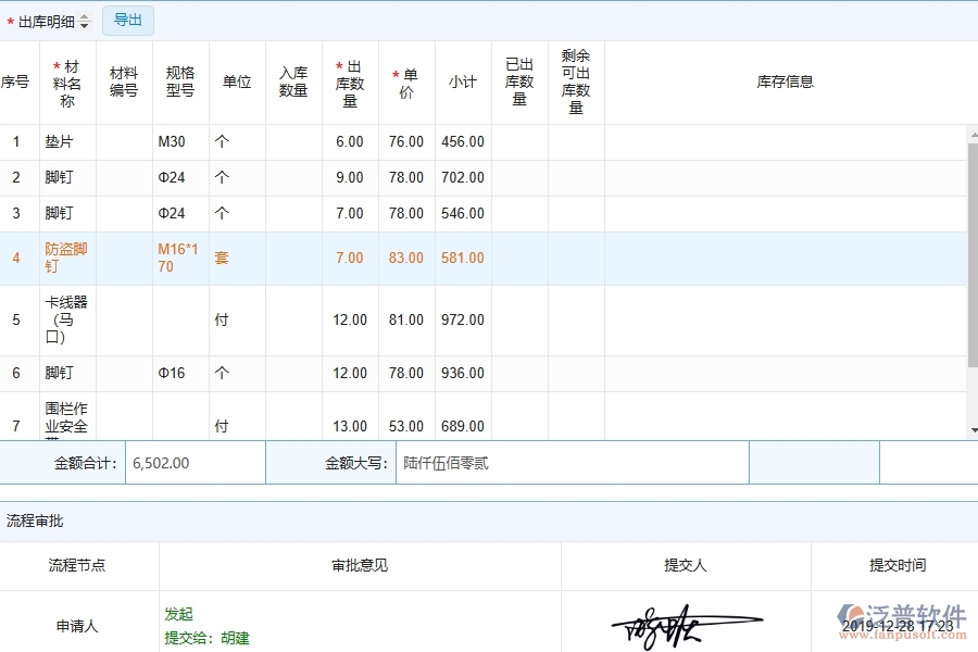 系統(tǒng)在材料出庫(kù)列表中的注意事項(xiàng)