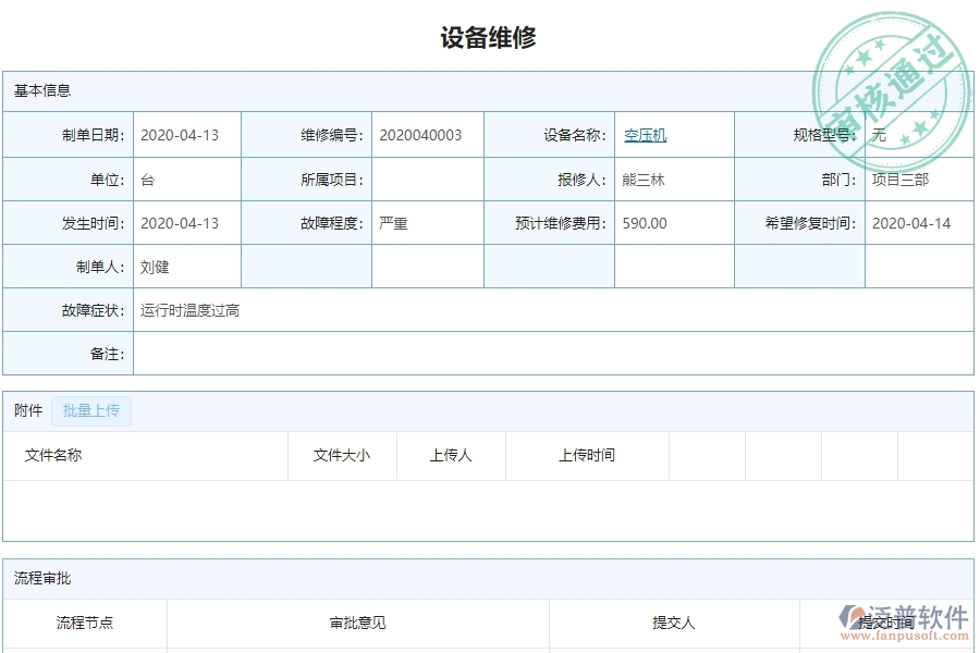 泛普軟件-園林工程企業(yè)管理系統(tǒng)中設備維修的核心功能