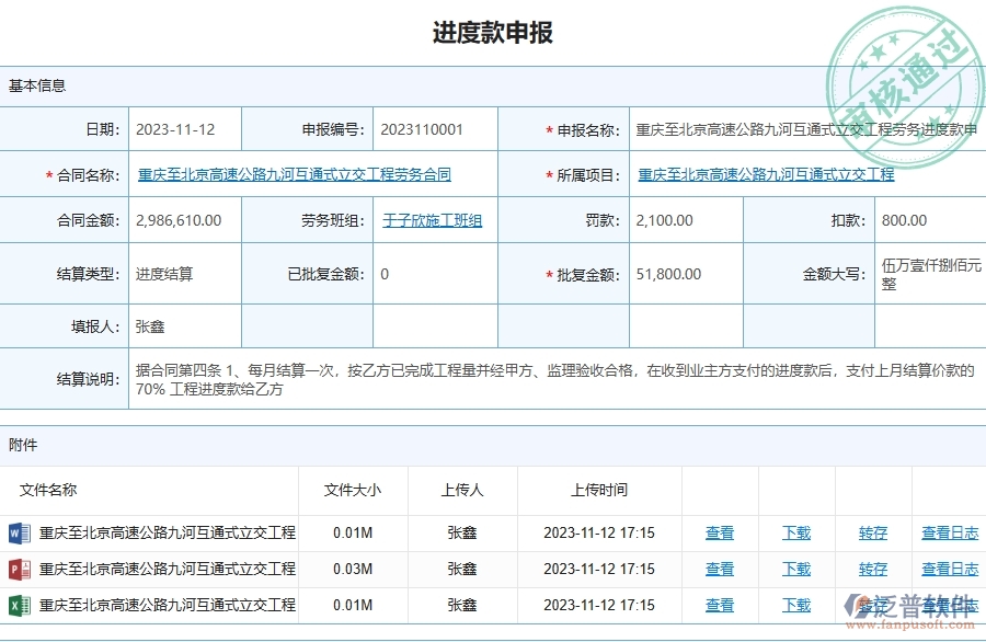 泛普軟件-路橋工程管理系統(tǒng)在勞務(wù)進(jìn)度款申報(bào)列表中的應(yīng)用場景