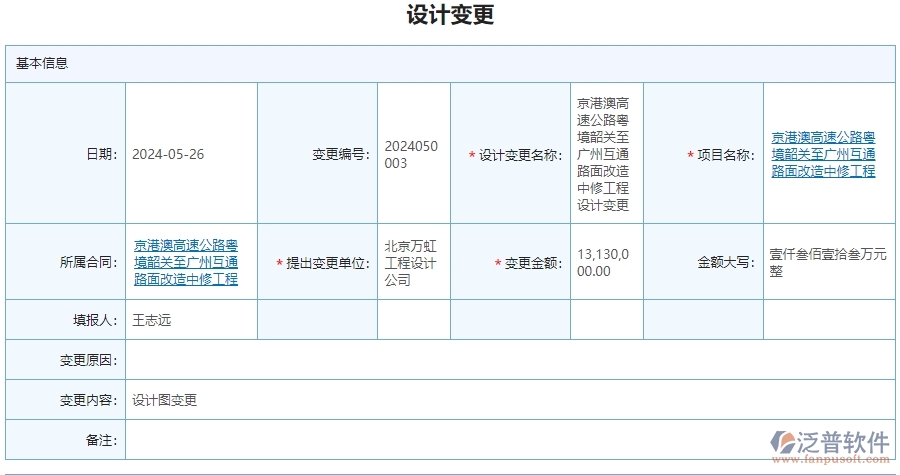 三、泛普軟件-公路工程設(shè)計變更列表管理系統(tǒng)為企業(yè)帶來的價值