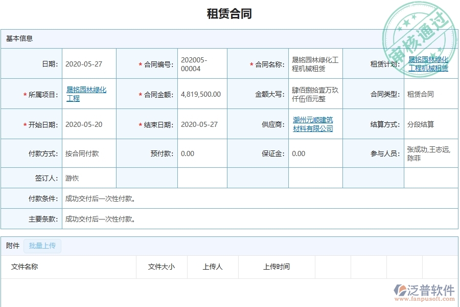四、泛普軟件-幕墻工程管理系統(tǒng)在租賃合同中的解決方案