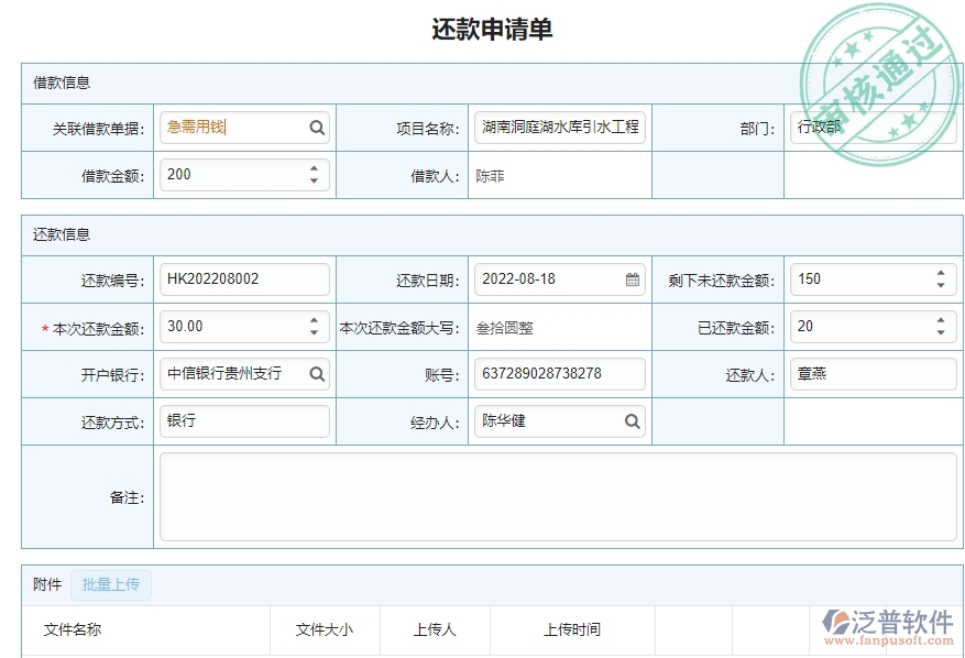 三、泛普軟件-弱電工程企業(yè)管理系統(tǒng)的還款申請(qǐng)列表的管控點(diǎn)及作用