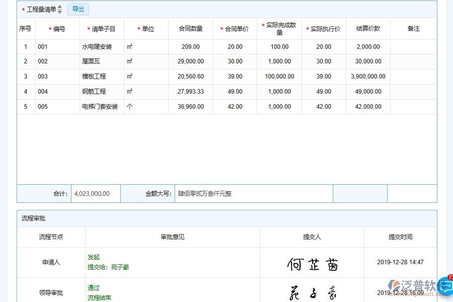 泛普軟件-弱電工程管理系統(tǒng)在完工結(jié)算中的應(yīng)用場景