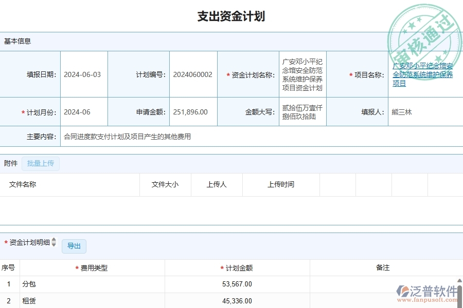 四、泛普軟件-幕墻工程企業(yè)支出資金計劃的框架設(shè)計思路