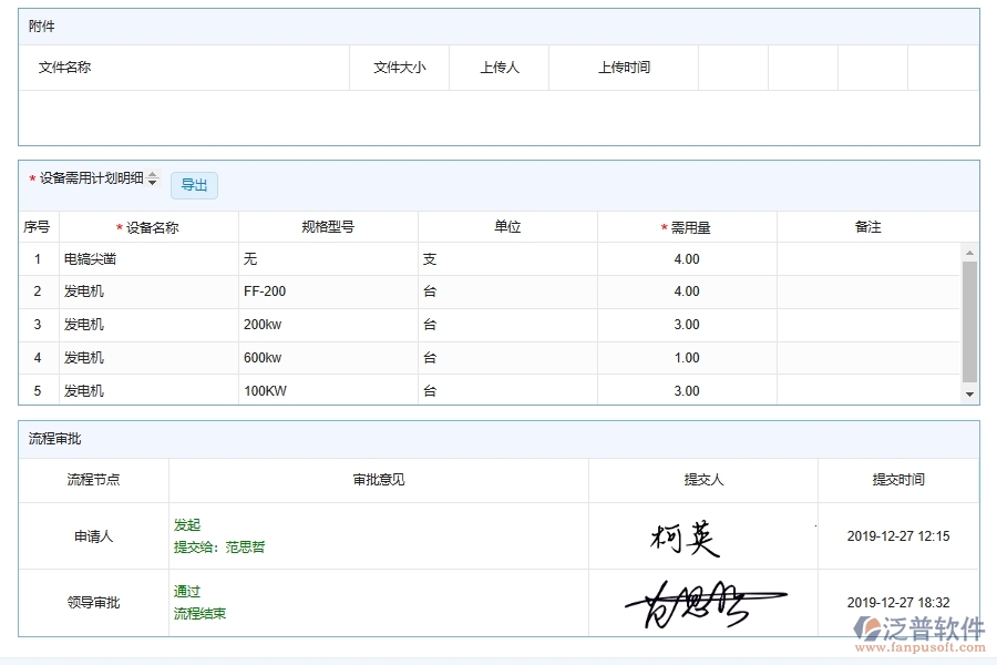 泛普軟件-機電工程企業(yè)管理系統(tǒng)中設(shè)備管理的核心功能