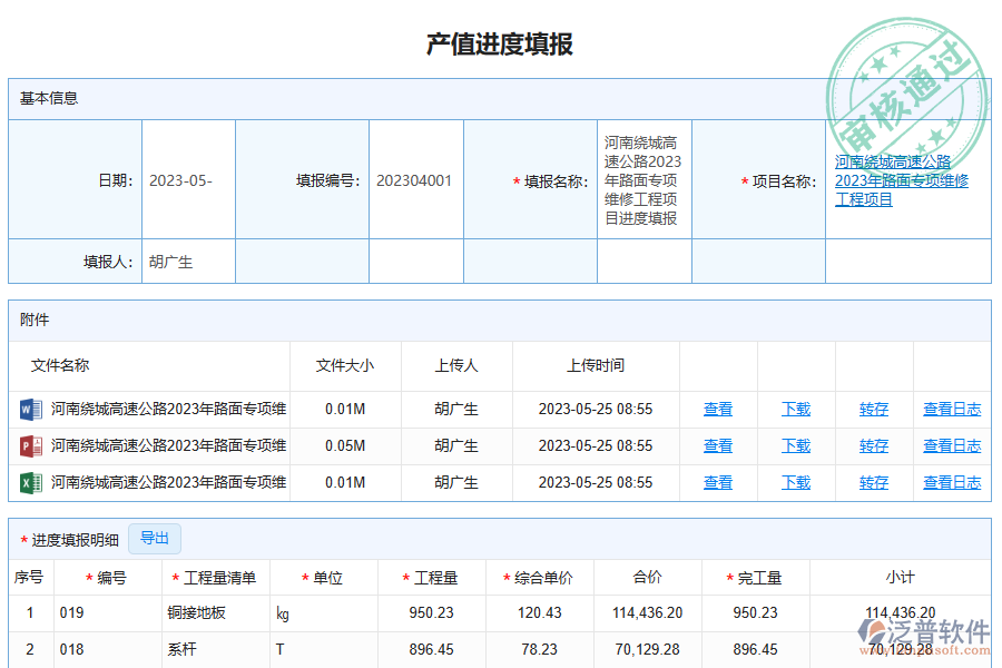 泛普軟件-路橋工程企業(yè)管理系統(tǒng)中進度列表的作用