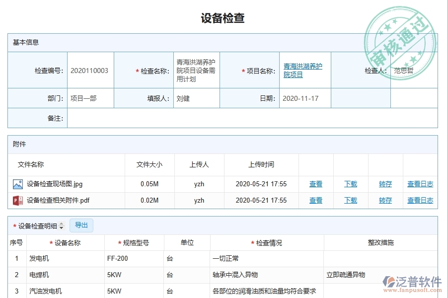 泛普軟件-弱電工程管理系統(tǒng)中設備檢查查詢的注意事項