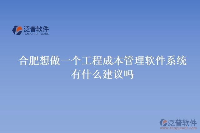 合肥想做一個(gè)工程成本管理軟件系統(tǒng)，有什么建議嗎
