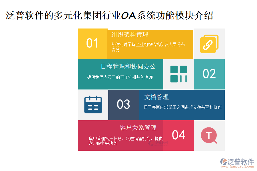 泛普軟件的多元化集團行業(yè)OA系統(tǒng)功能模塊介紹